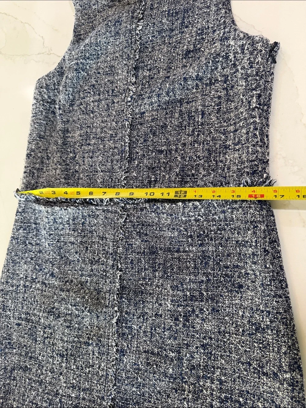 Michael Kors Navy & White Tweed Sleeveless Shift Dress Size 4 Work/Office Dress